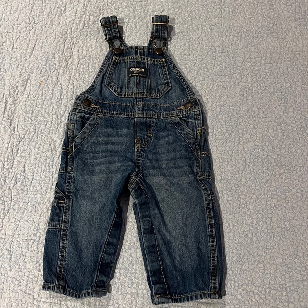 OshKosh B'Gosh denim overalls, size 9 months